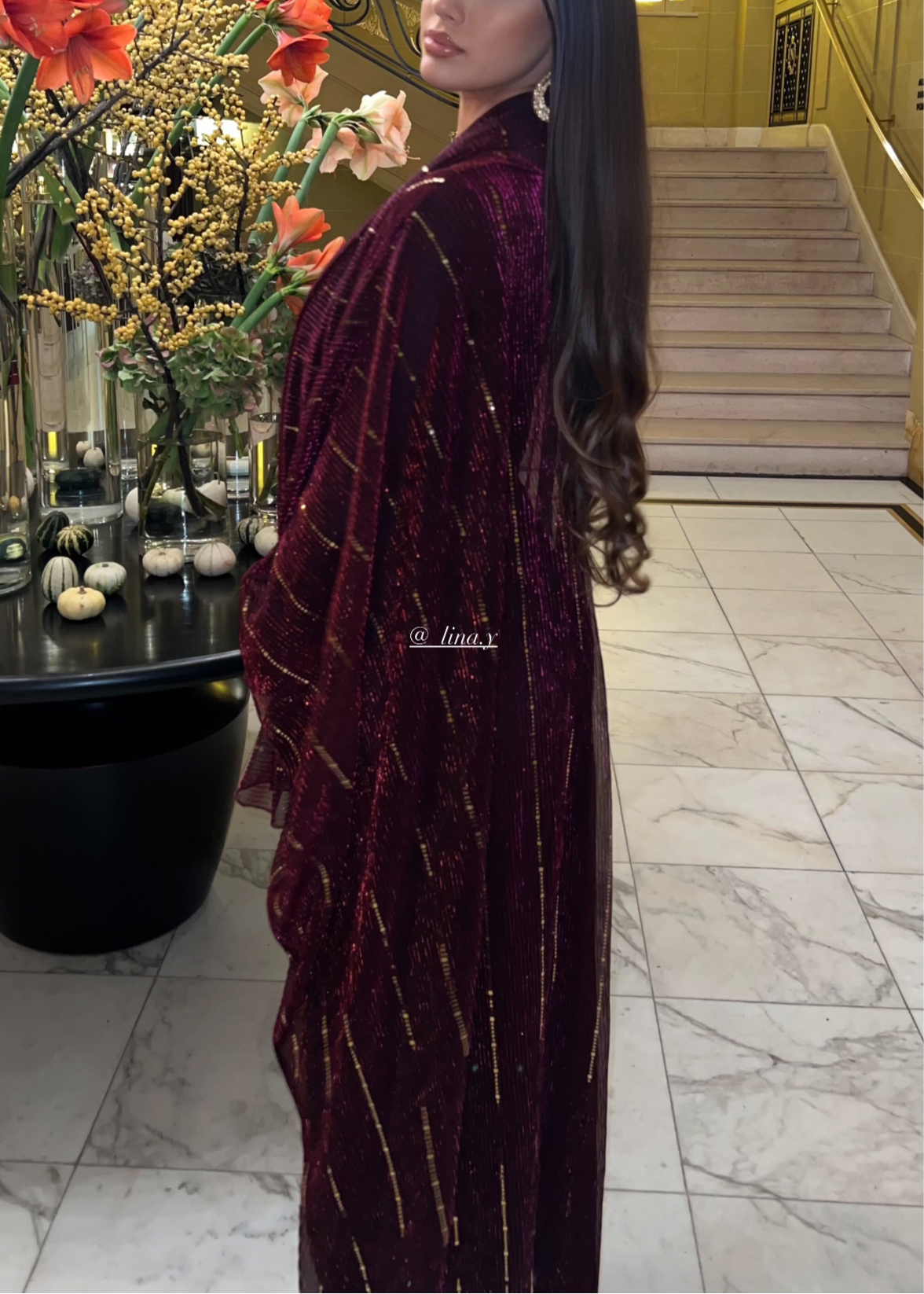 Aliyna Abaya in Dark Cherry with matching scarf
