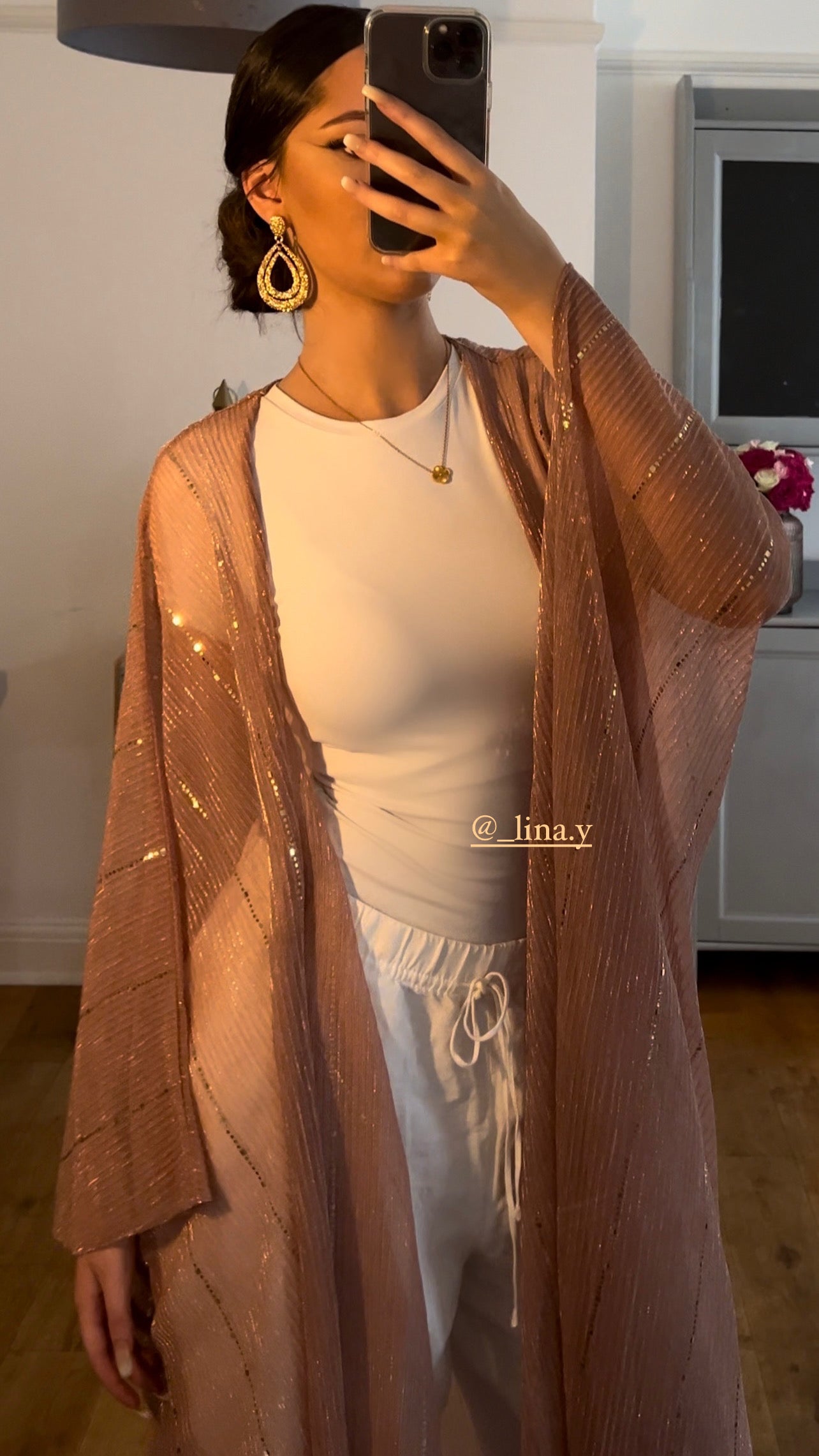 Aliyna Abaya in Rose Gold with matching scarf