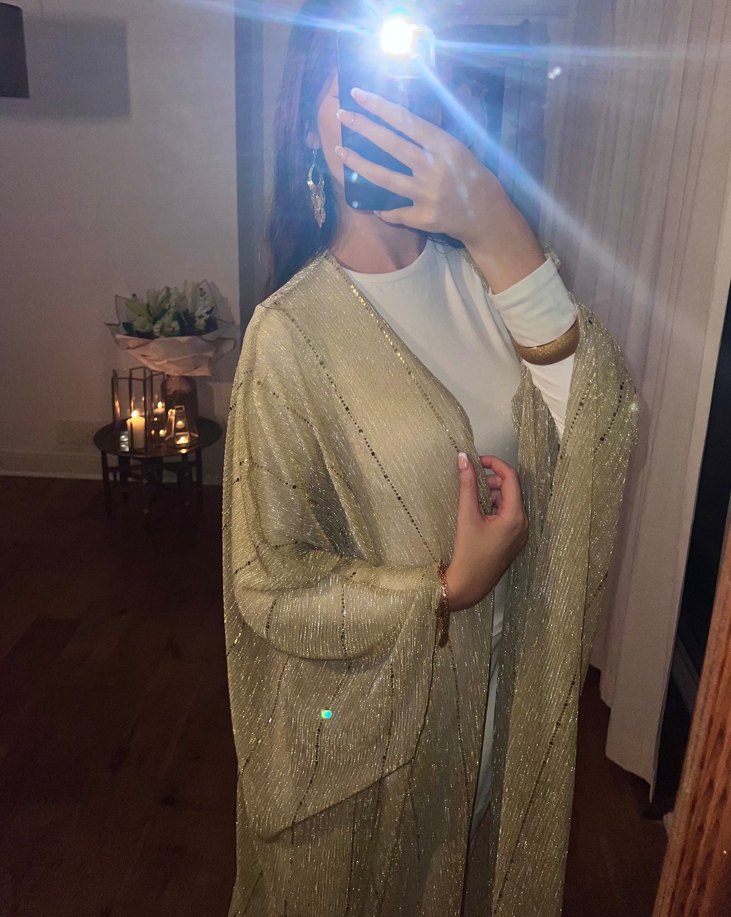Aliyna Abaya in Khaki Gold with matching scarf