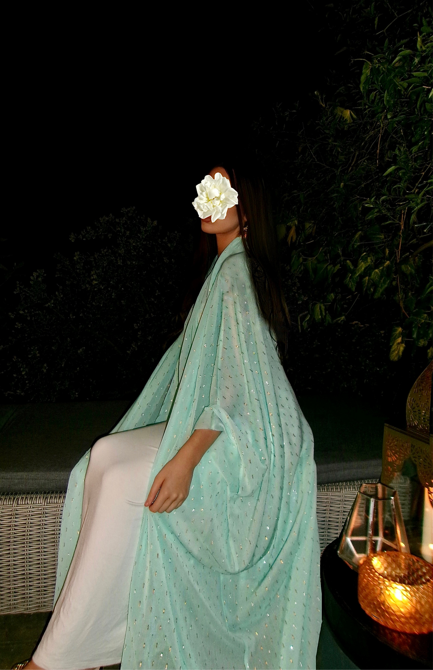 Lumière Abaya in Light Aqua