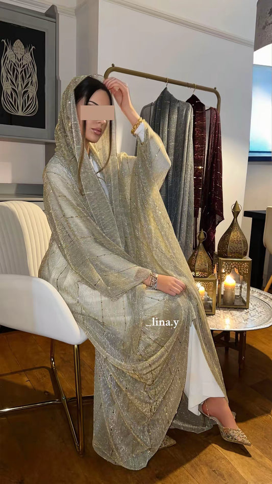 Aliyna Abaya in Khaki Gold with matching scarf