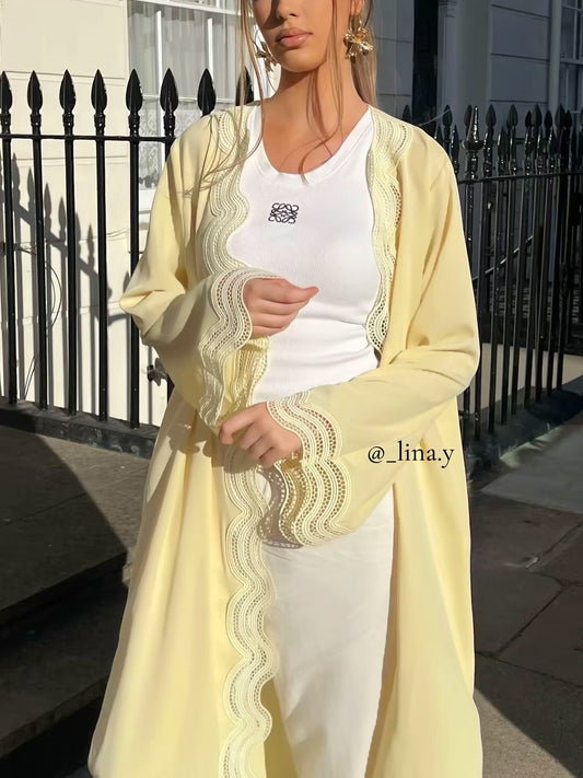 Wave abaya in Butter Yellow