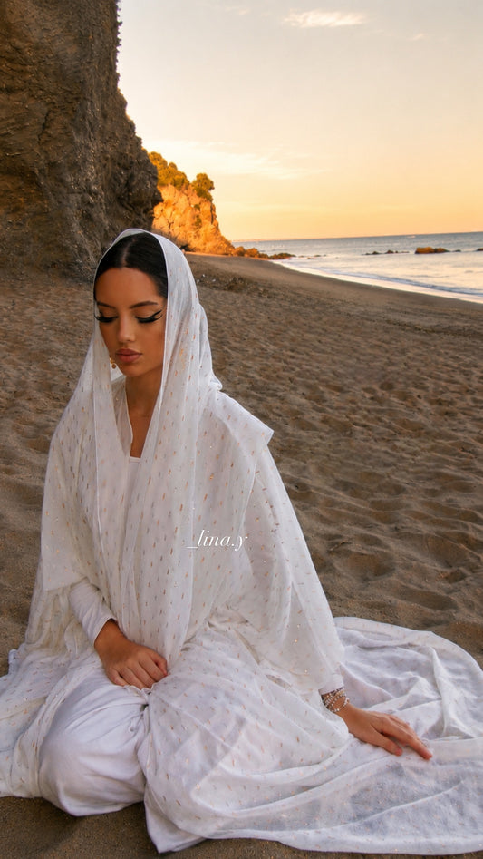 Lumière Abaya in Pearl White